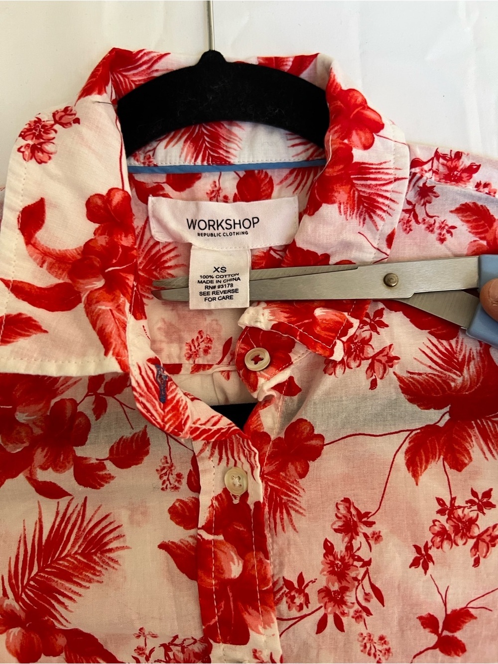 Workshop Republic Clothing Red Floral Button-Up Shirt on White